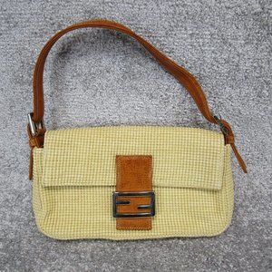 Fendi Bag Jute Straw Logo Small Clutch